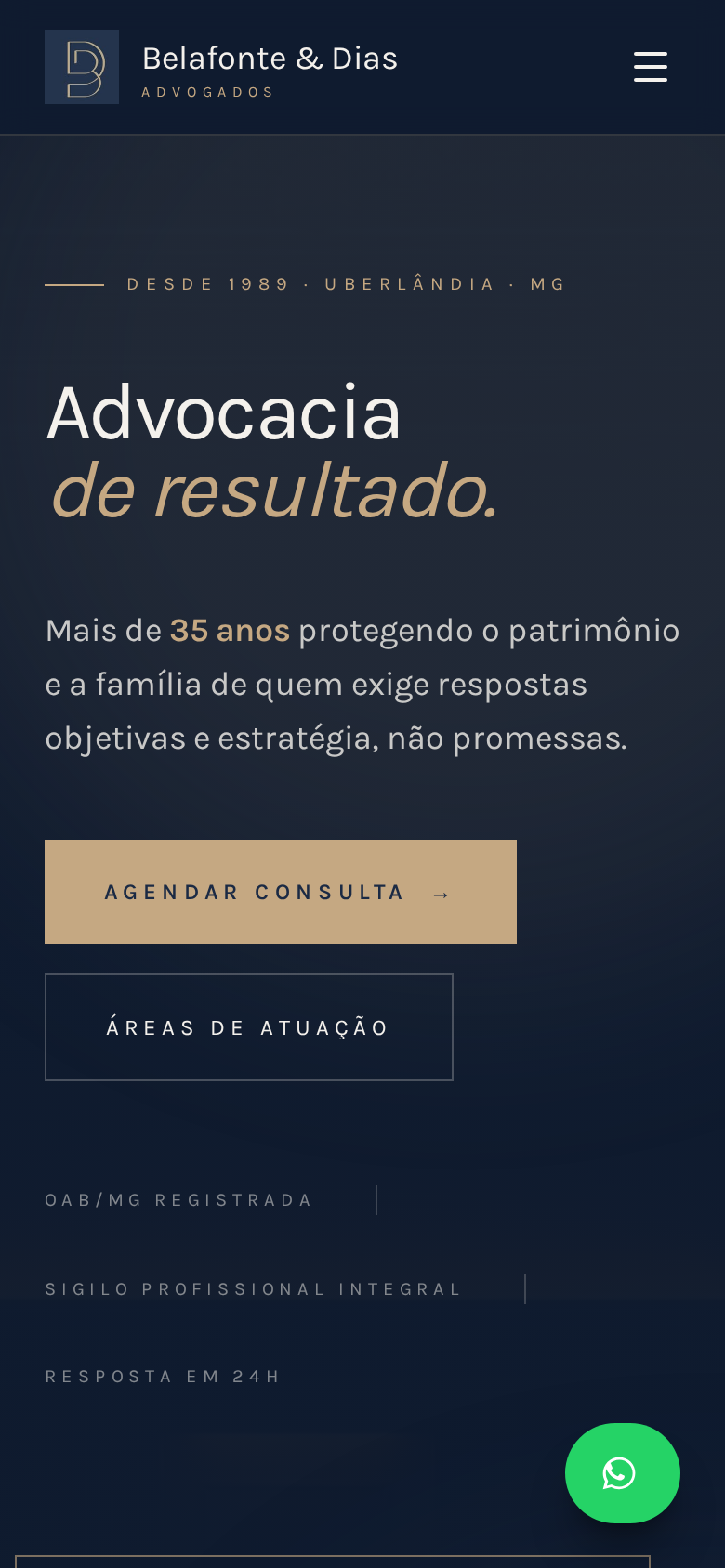 Site Belafonte & Dias Advogados no celular
