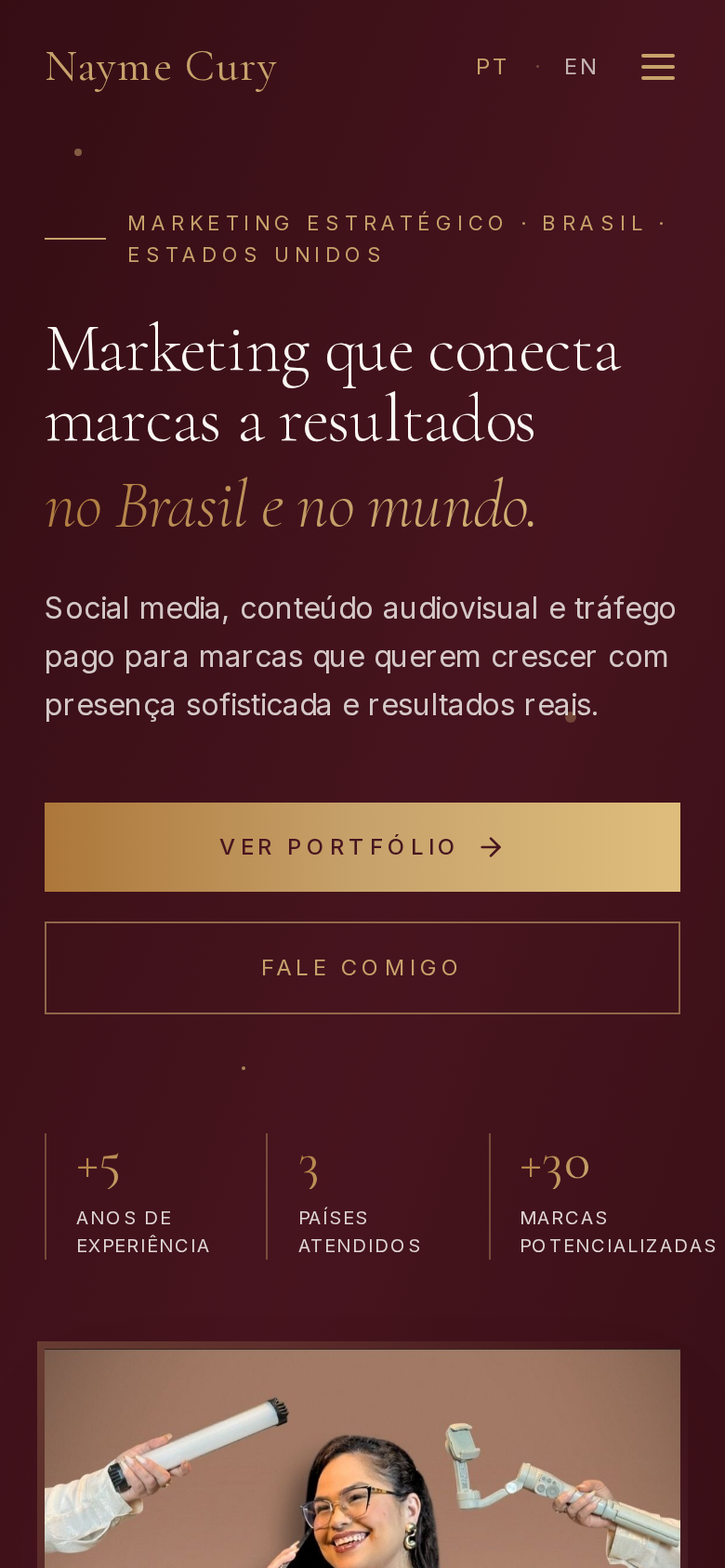 Site Nayme Cury em celular
