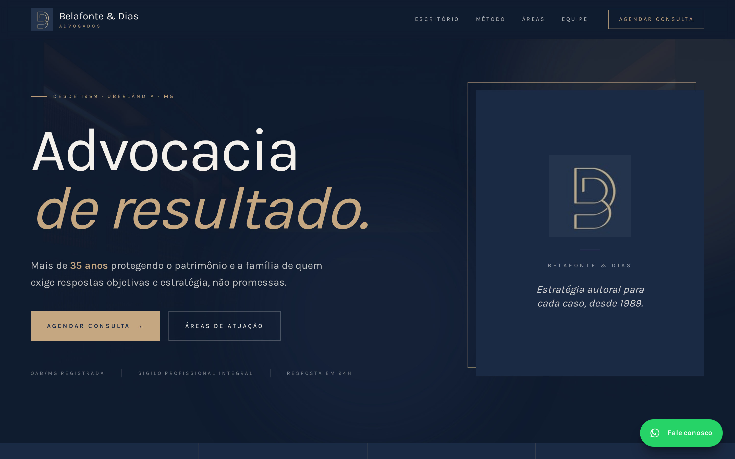 Site Belafonte & Dias Advogados em desktop